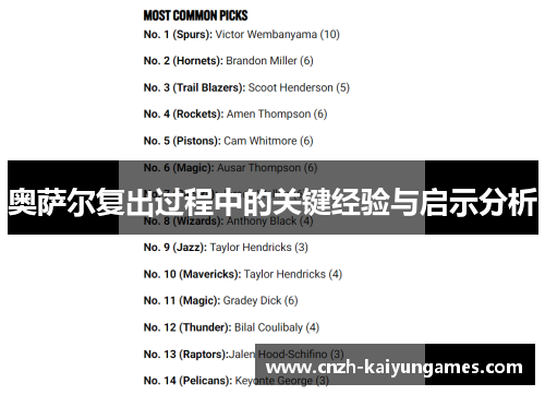奥萨尔复出过程中的关键经验与启示分析